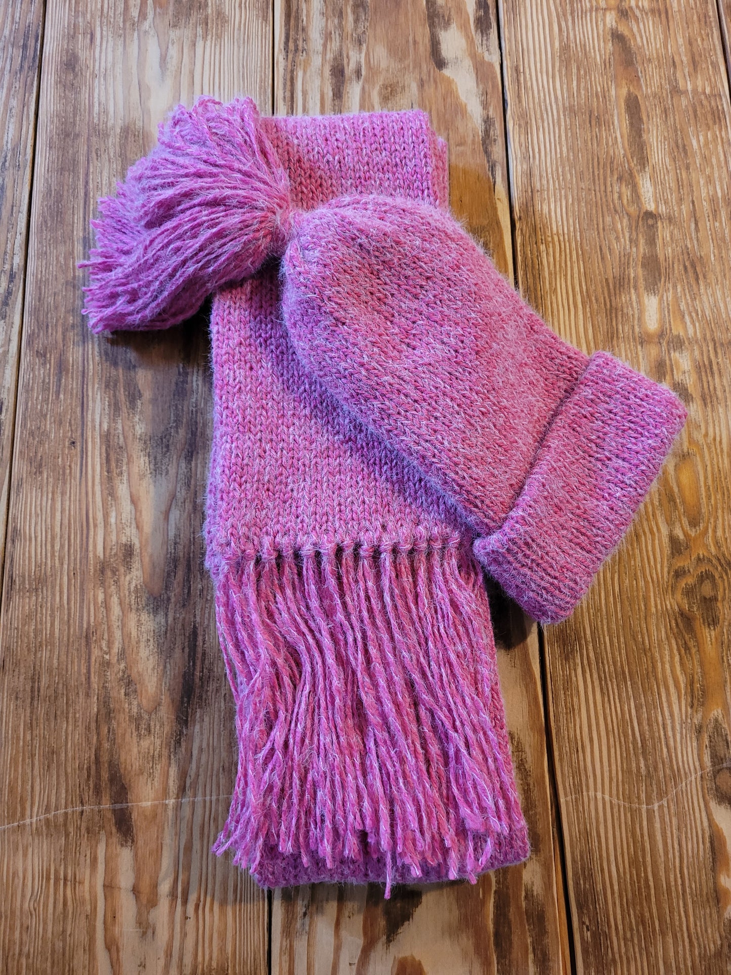 Big Pink Scarf & Hat Set