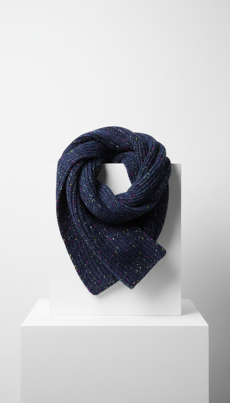 Midnight Blue Recycled Yarn Statement Scarf