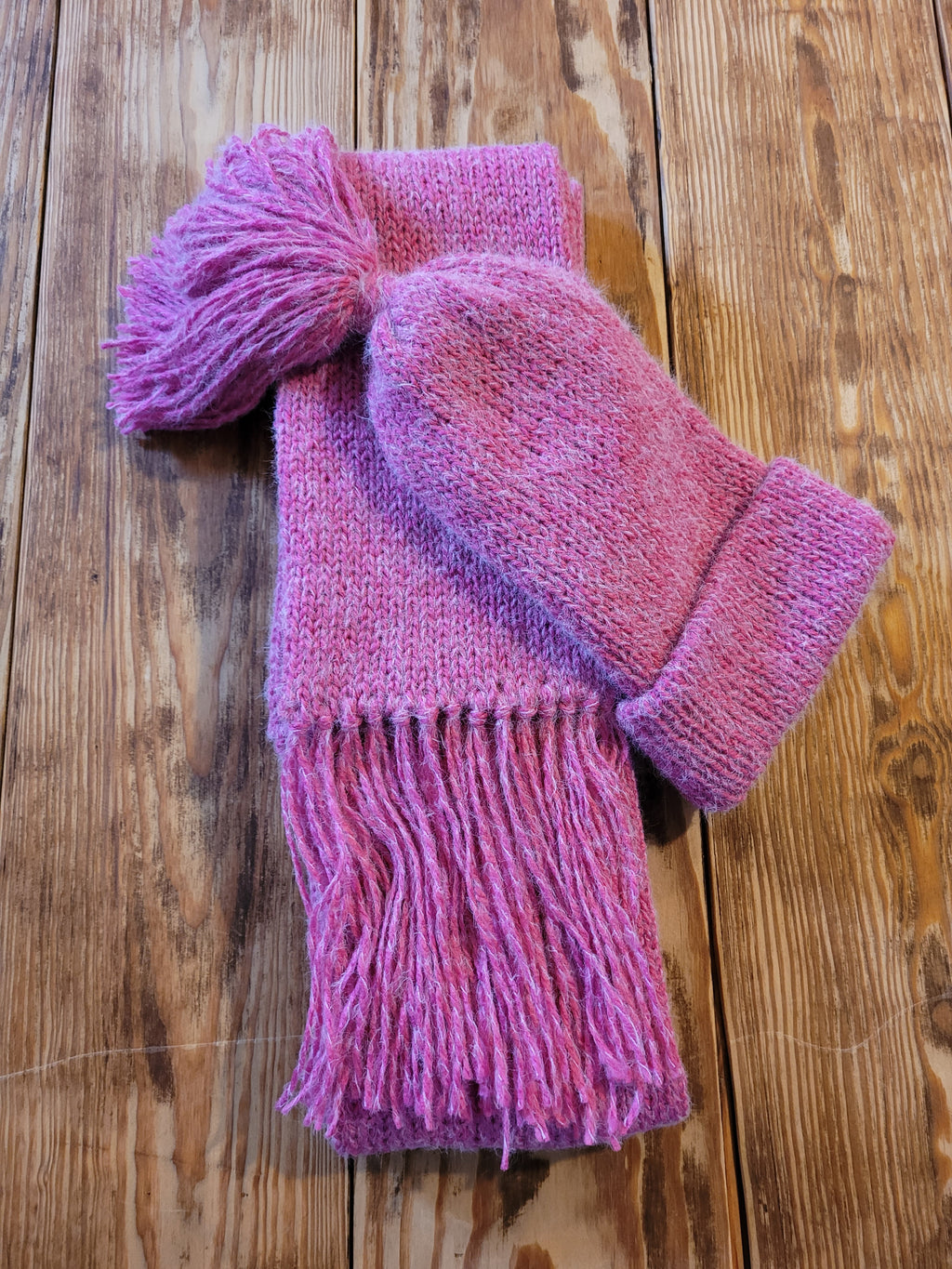 Big Pink Scarf & Hat Set