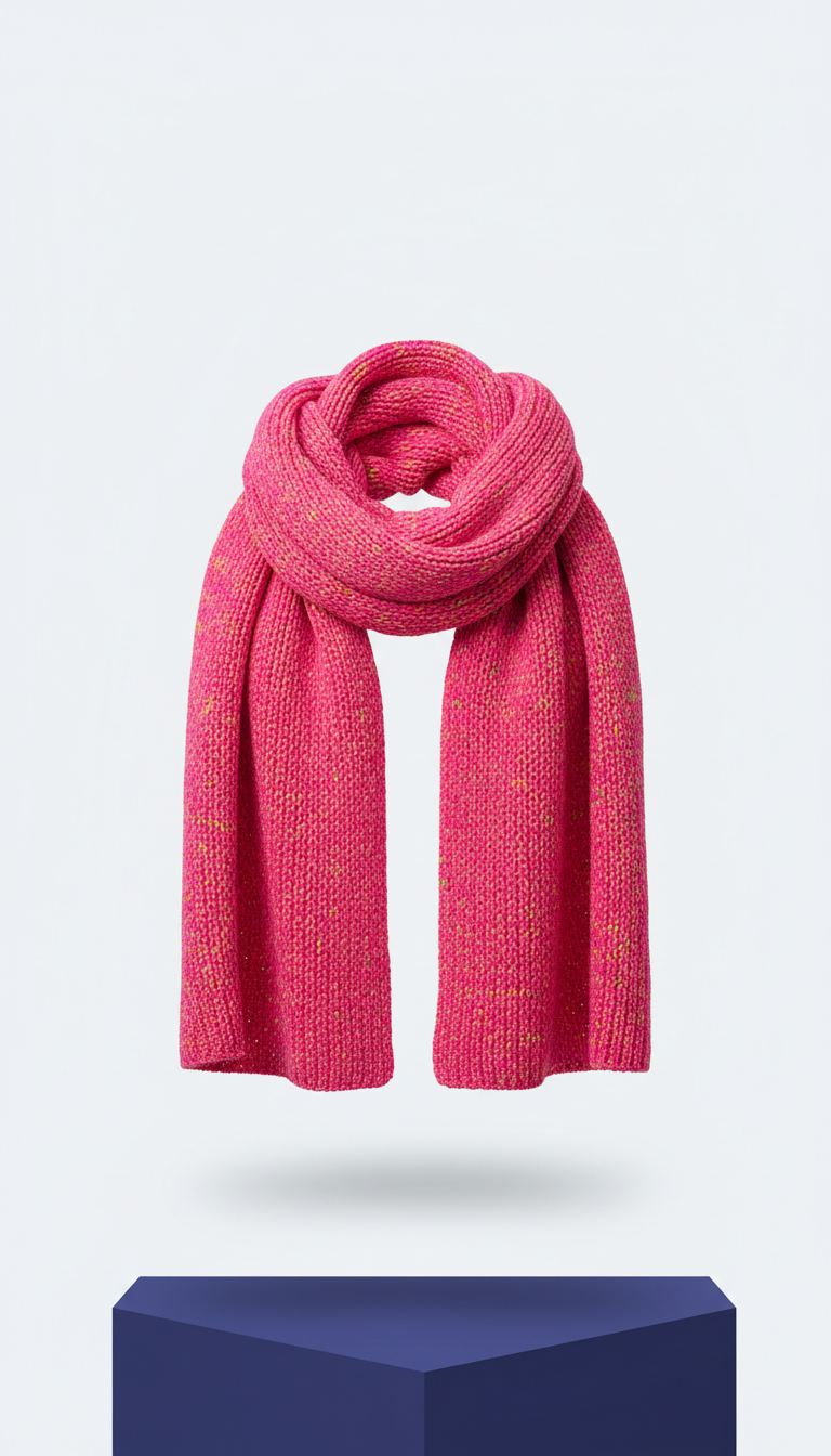 Oversized Pink Wool Knit Scarf